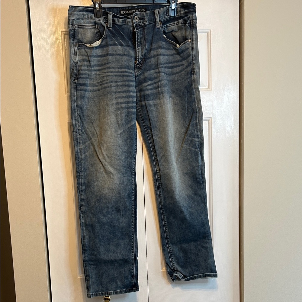 Express Men's Blue Straight Jeans
